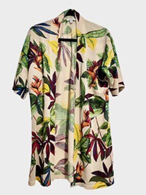 Chico's Open Front Cardigan Sweater Colorful Floral size 3 US XL 16